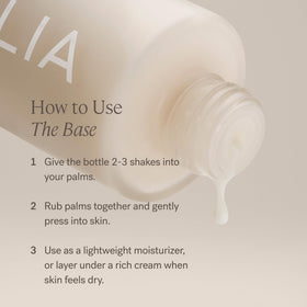 ILIA face milk layered under foundation to show smooth makeup application benefit