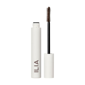 ILIA front compact tube showing rich brown shade and sleek design benefit visibility