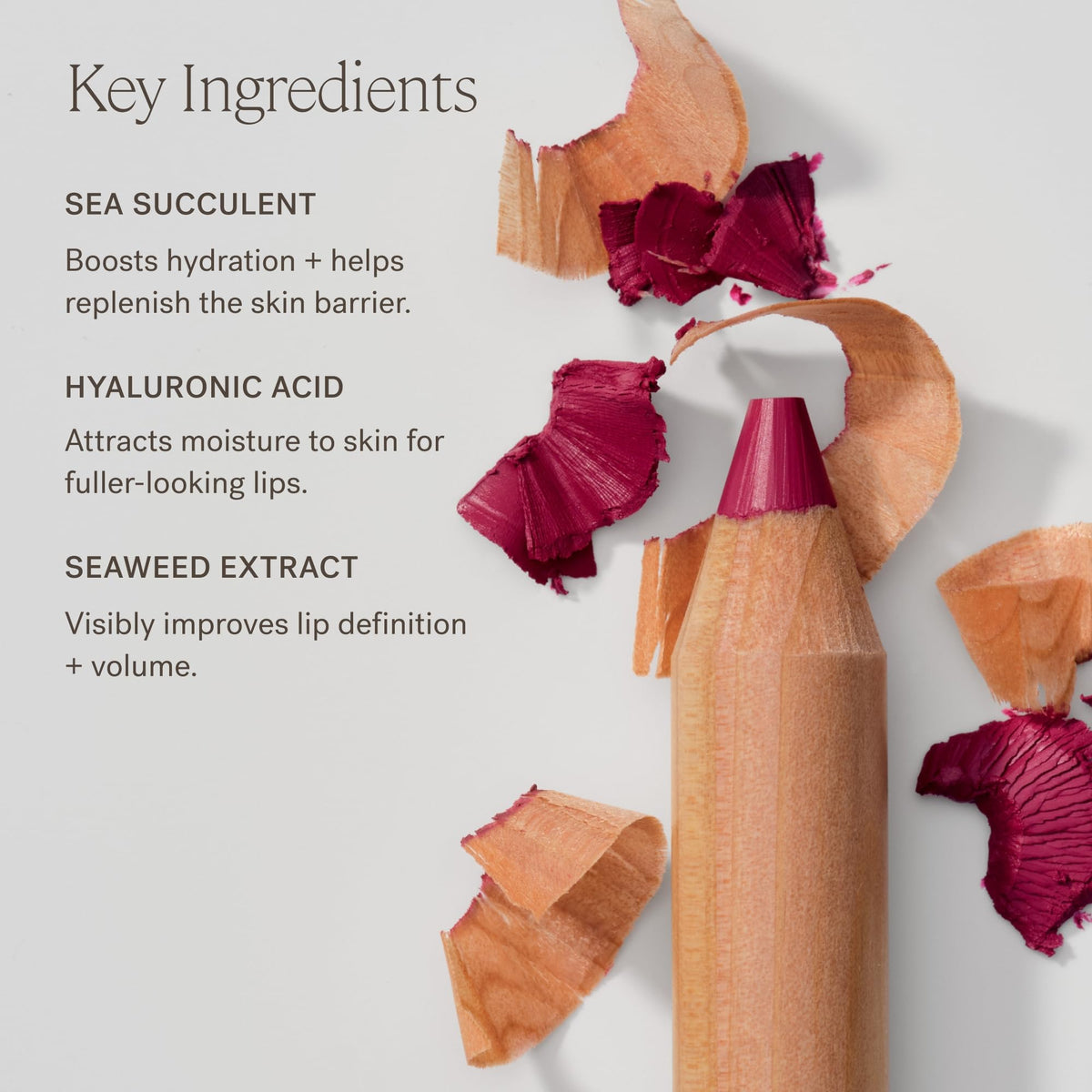 ILIA lip swatch on skin showing Banquette beige-pink and natural definition