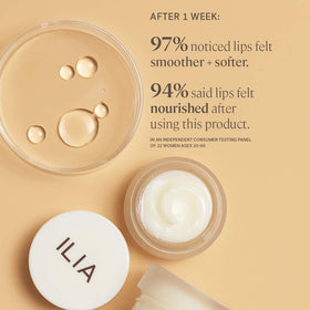 ILIA on a nightstand lifestyle shot showing easy bedtime treatment routine benefits