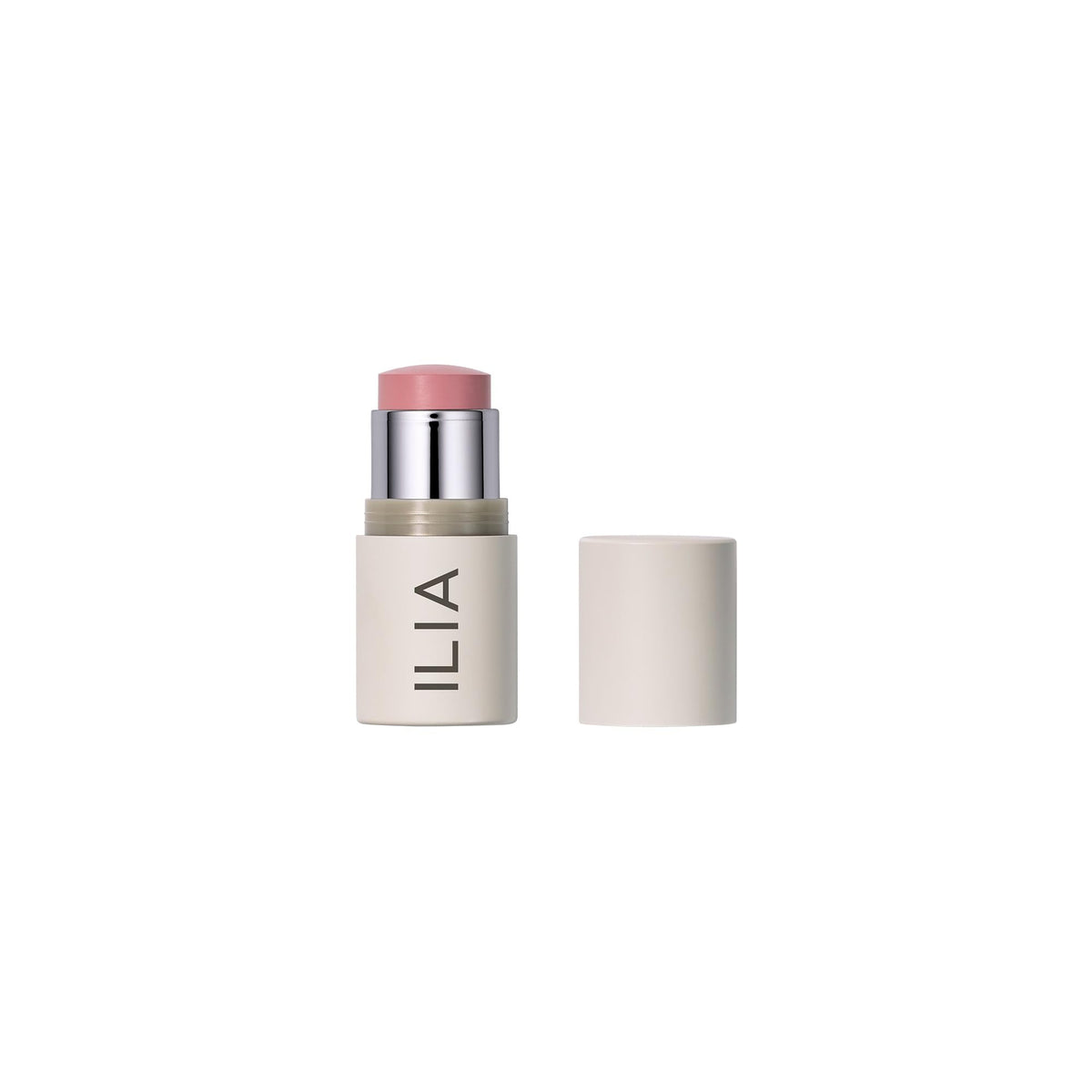 ILIA multi‑stick front view showing tenderly soft pink and compact design for portability