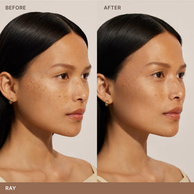 ILIA brush applying bronzer to cheek illustrating easy sculpting