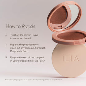 ILIA model wearing bronzer for natural sun-kissed warmth look