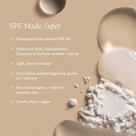 ILIA texture swipe on skin showing lightweight, dewy serum finish