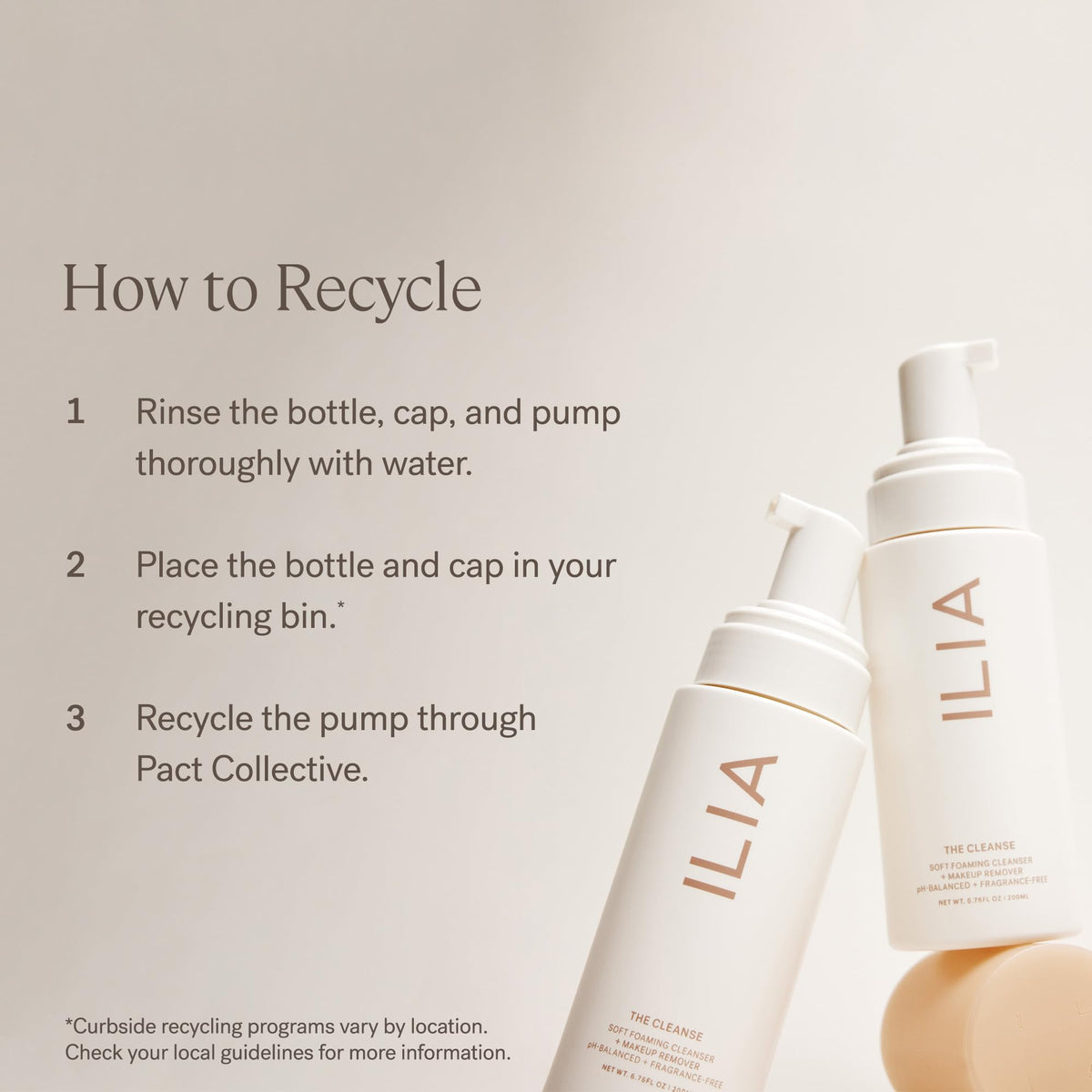 ILIA on bathroom shelf during routine showing daily cleansing ritual benefit