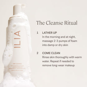 ILIA next to ruler showing 200 ml size for travel and countertop scale