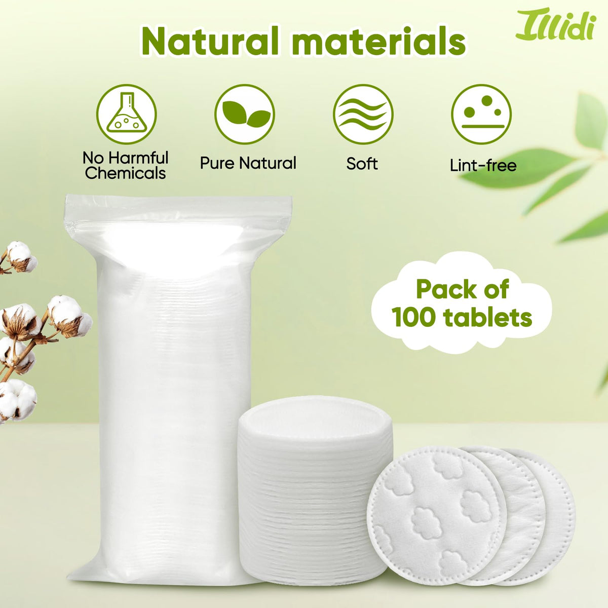 Illidi cotton rounds removing makeup showing efficient lift and no lint
