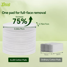 Illidi pad in hand demonstrating oval size and quick full-face coverage