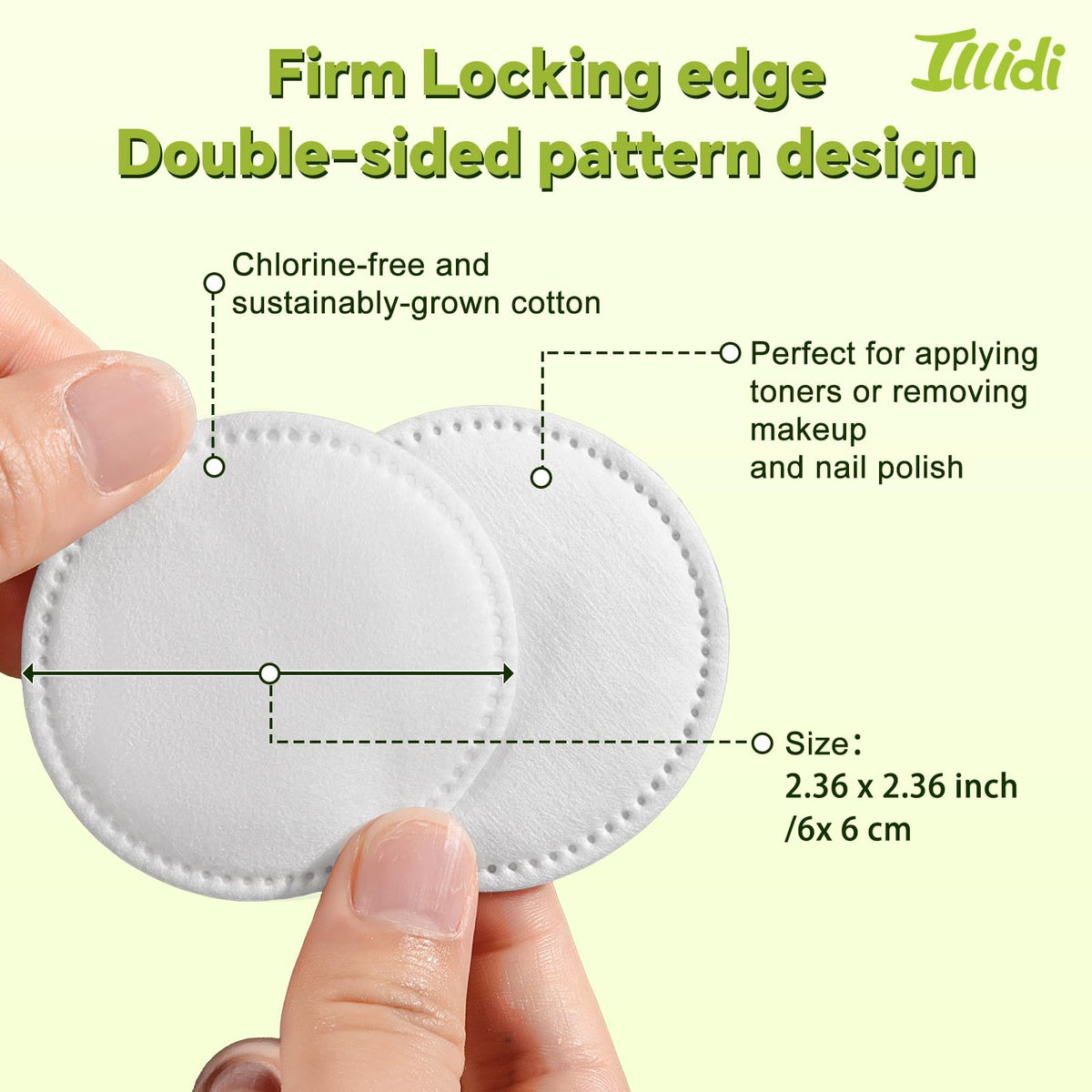 Illidi cotton round removing makeup demonstrating gentle, effective cleanup