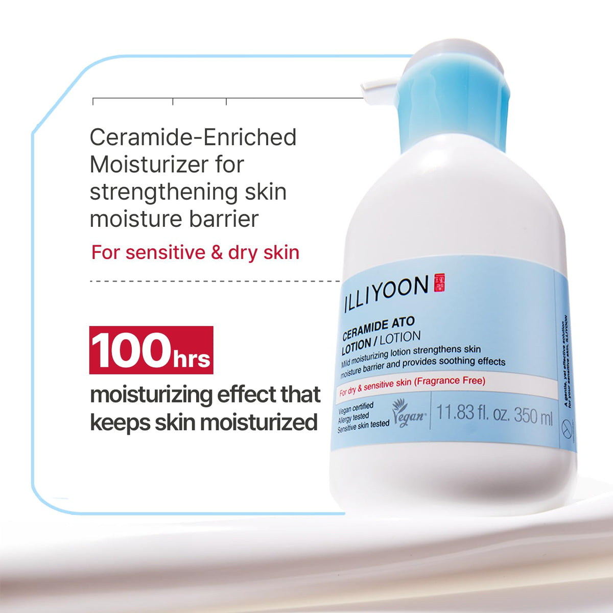 Illiyoon lotion creamy texture close-up highlighting quick absorption benefit