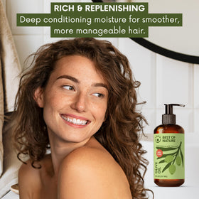 Best of Nature 100% Pure Olive Body & Massage Oil, Unscented 8 fl oz — Cold-Pressed Moisturizer for Skin & Hair