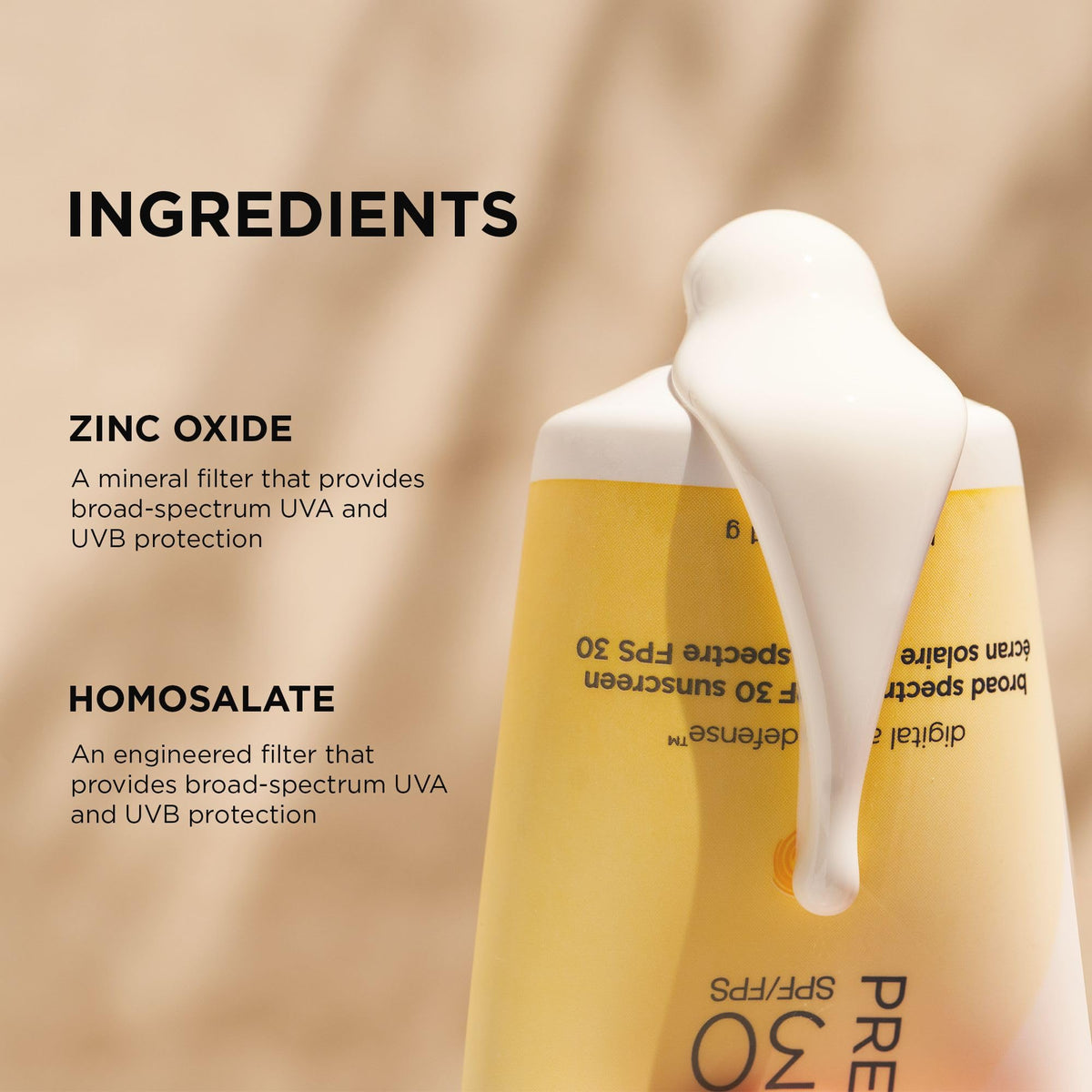 IMAGE Skincare ingredient label highlighting zinc oxide UV protection