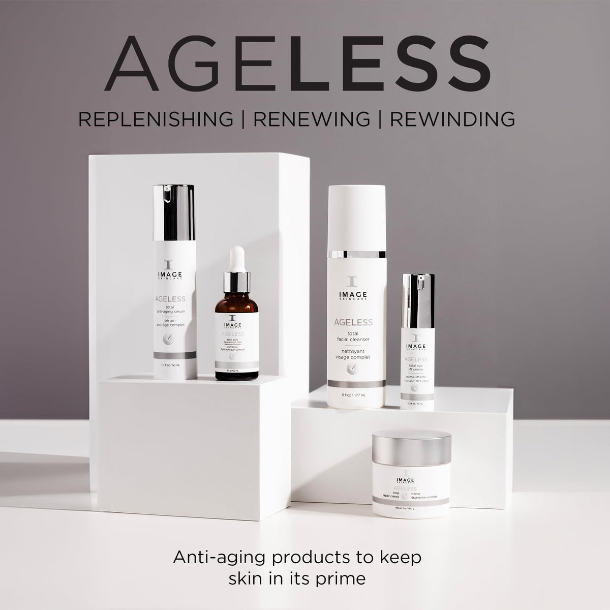 IMAGE Skincare AGELESS cleanser on bathroom shelf for daily skincare routine