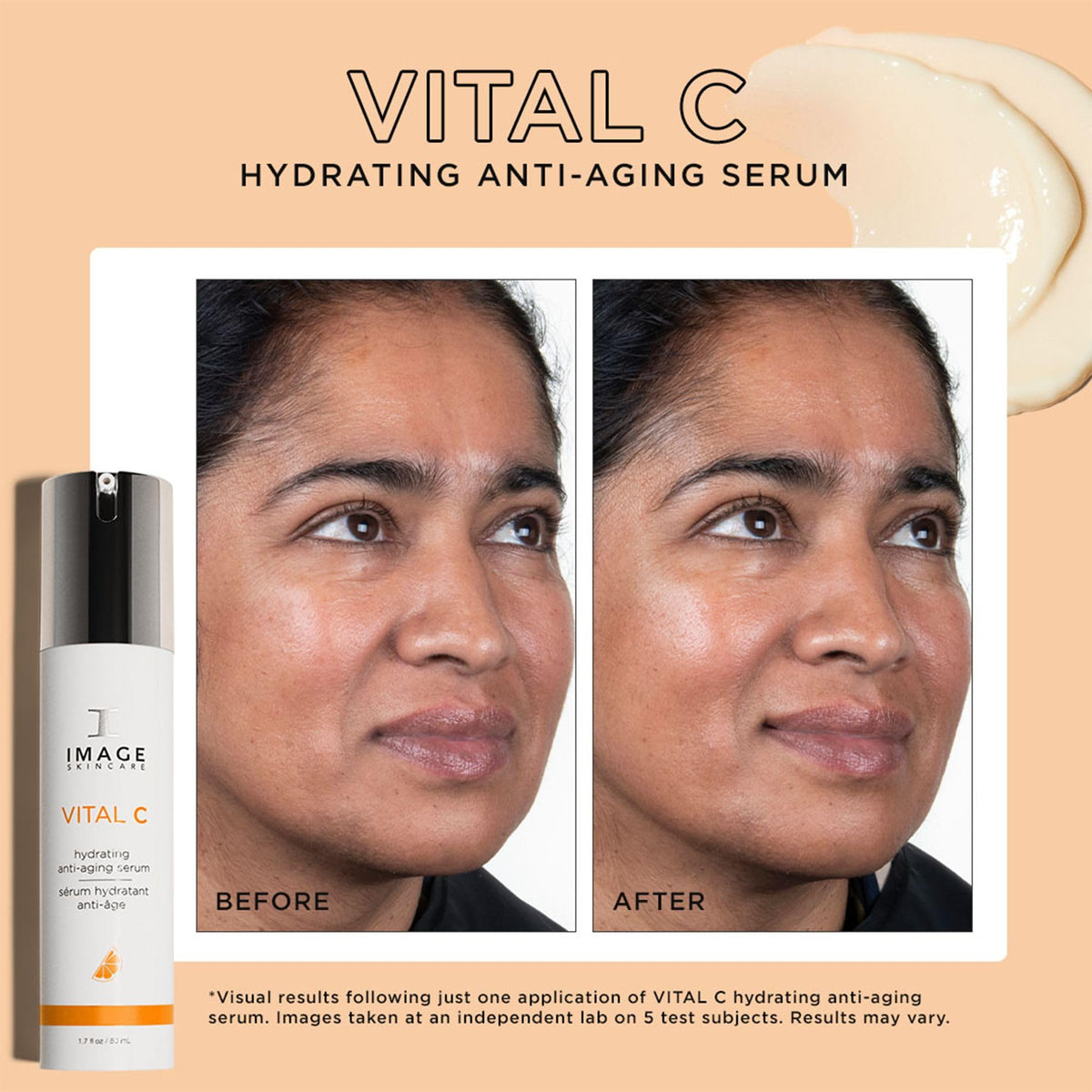 IMAGE Skincare model applying serum to face demonstrating smooth absorption and glow