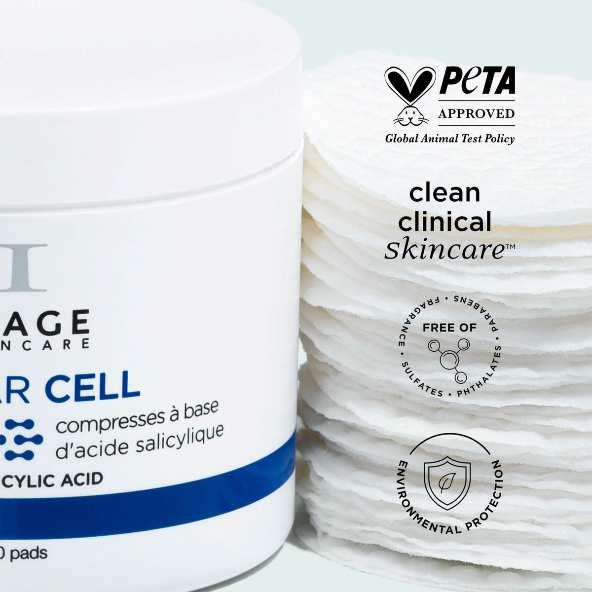 IMAGE Skincare pad held in hand to show real size and easy single-use application