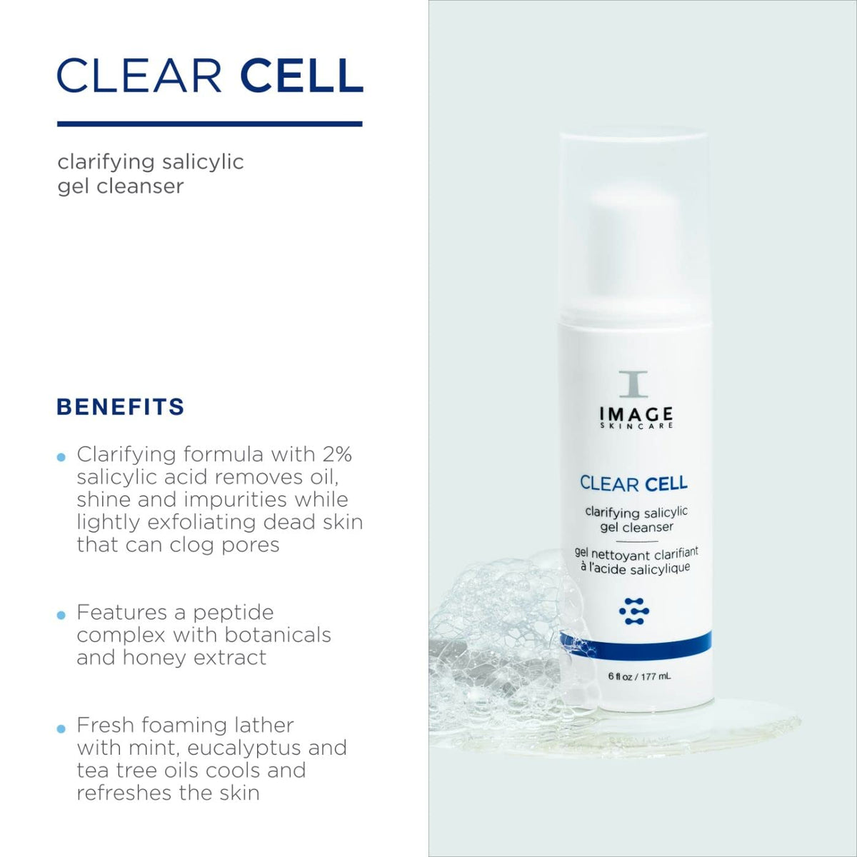 IMAGE Skincare pump dispenser delivering controlled cleanser amount for easy use