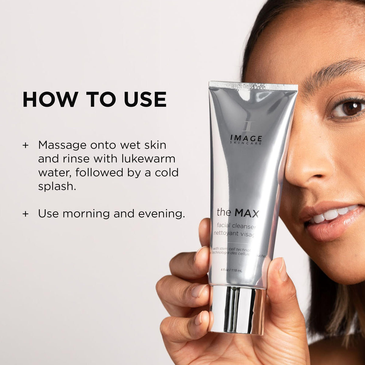 IMAGE Skincare MAX in hand for size comparison and travel-friendly benefit
