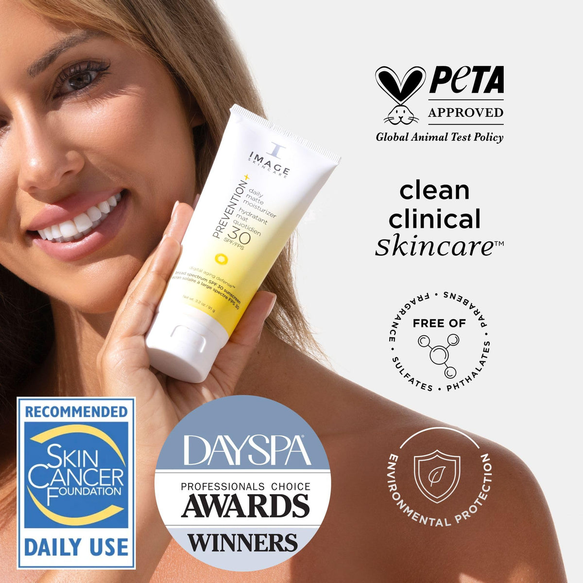 IMAGE Skincare cream dispensed on hand demonstrating easy spreadability