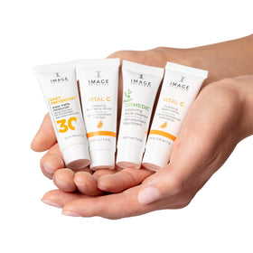 IMAGE Skincare VITAL C serum pump close-up highlighting easy, precise dispensing