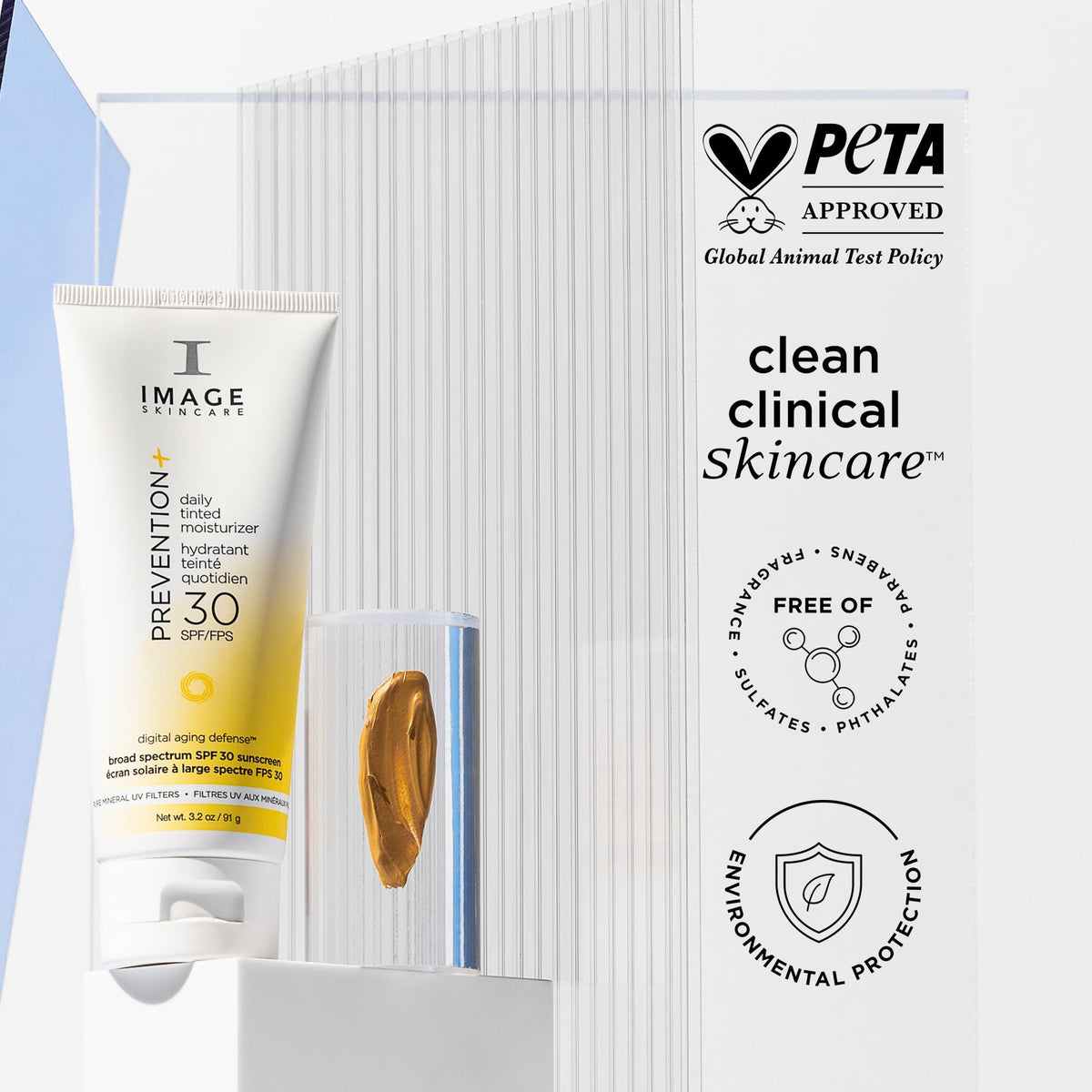 IMAGE Skincare tube in hand for size comparison and travel-friendly benefit