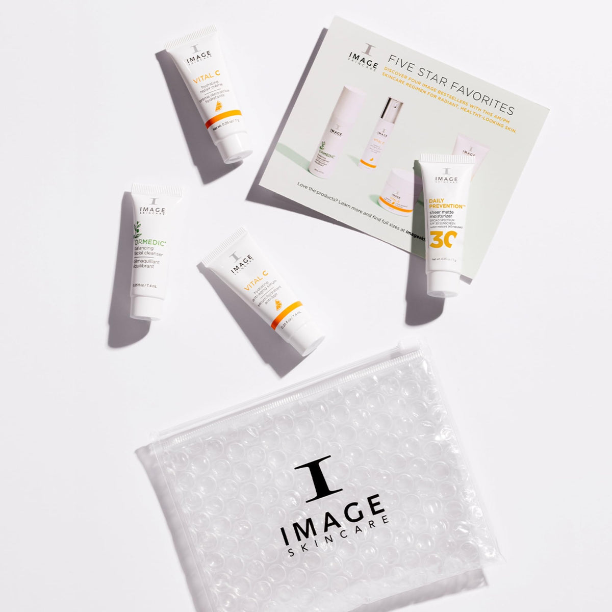 IMAGE Skincare travel kit in a toiletry bag illustrating portability and routine convenience