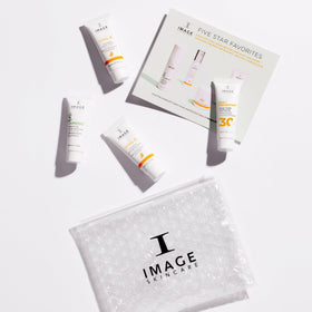 IMAGE Skincare travel kit in a toiletry bag illustrating portability and routine convenience