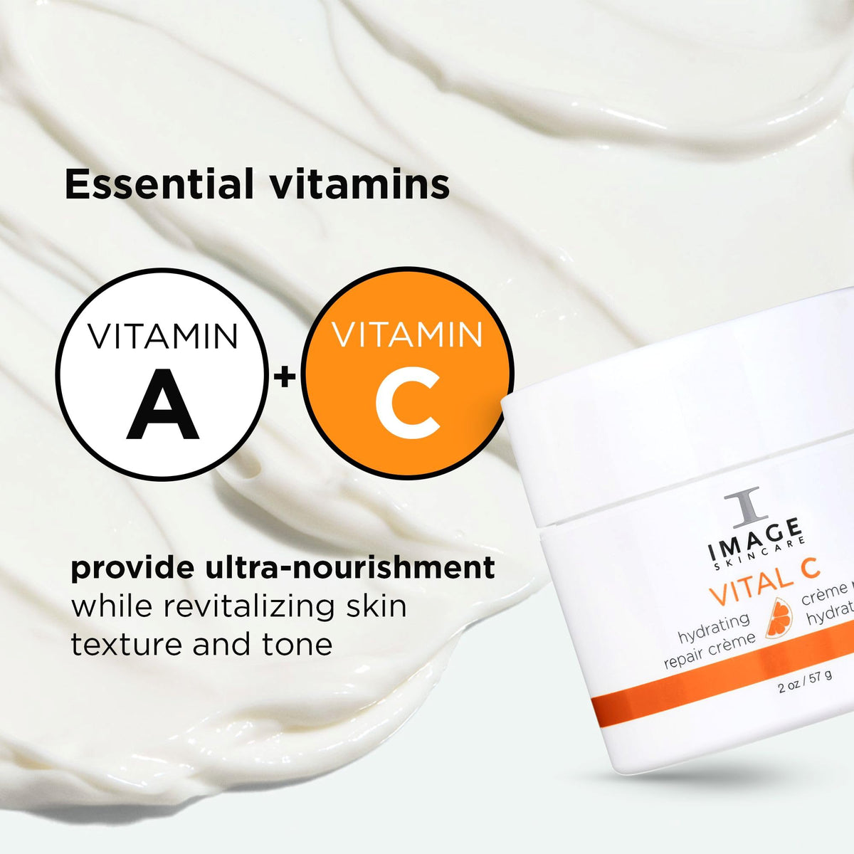IMAGE Skincare ingredient display highlighting vitamins A and C for brightening