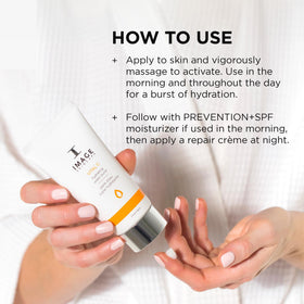 IMAGE Skincare label close-up displaying active ingredients and clean professional claim