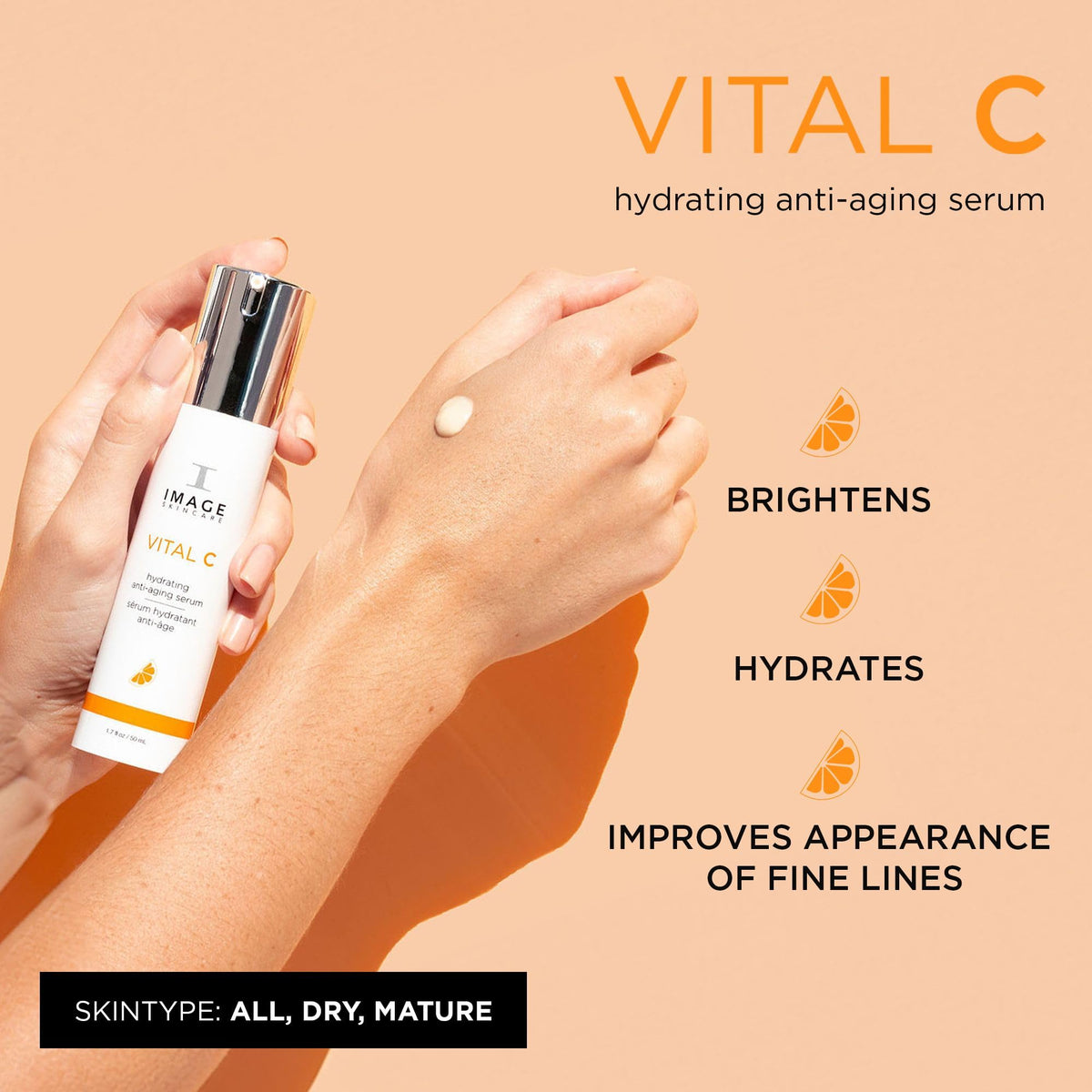 IMAGE Skincare pump dispensing serum highlighting easy application and hygiene benefit