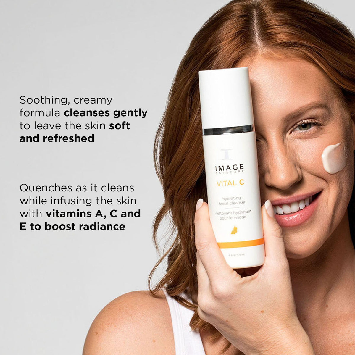 IMAGE Skincare close-up of cleanser texture highlighting creamy hydration and gentle feel