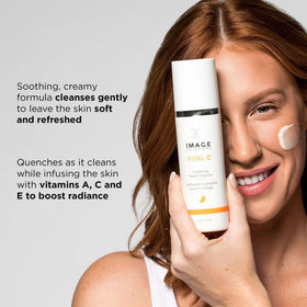 IMAGE Skincare close-up of cleanser texture highlighting creamy hydration and gentle feel