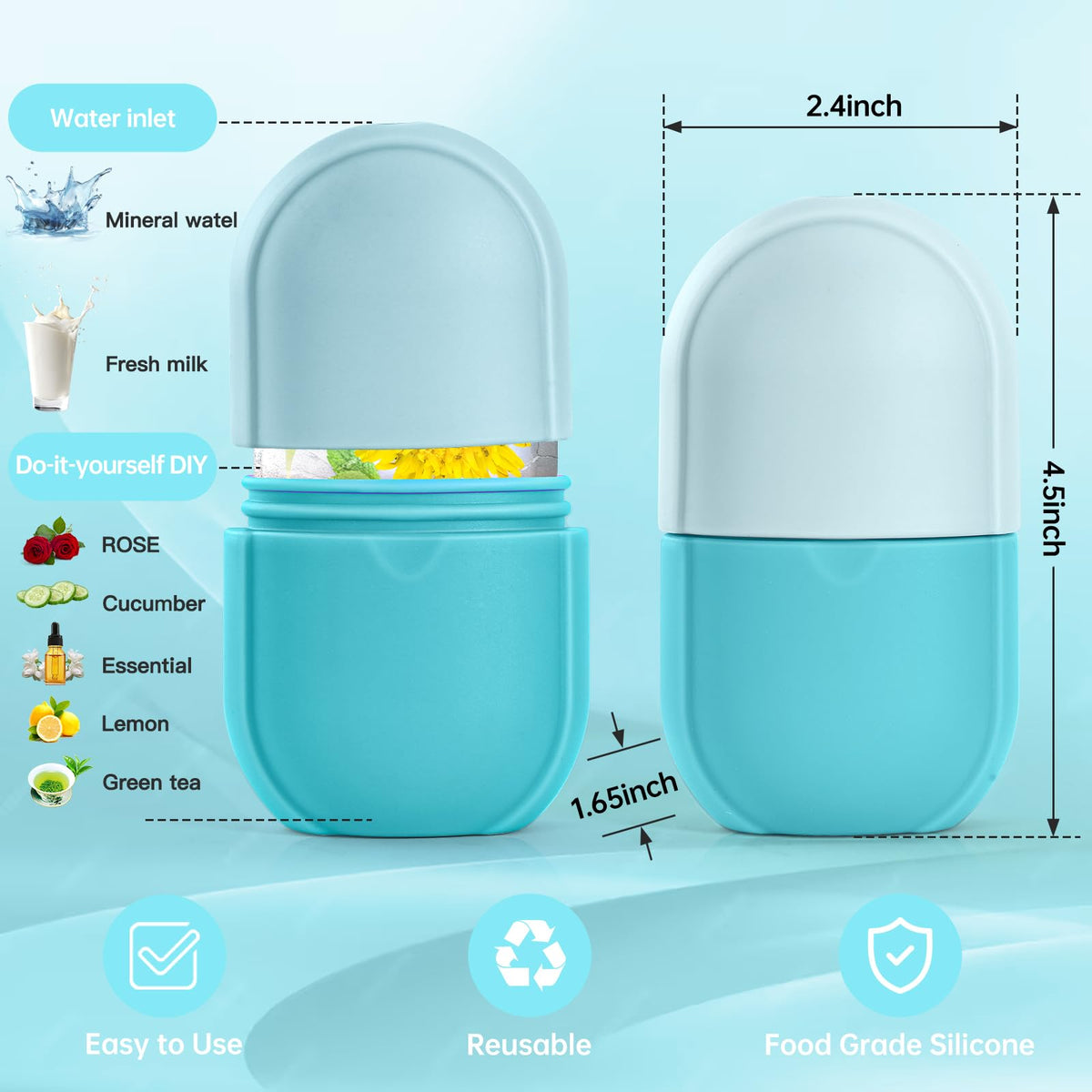 IMEASY ice roller in hand demonstrating compact scale and travel-friendly design