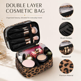 imerelez leopard clear top view displaying visible cosmetics for fast access