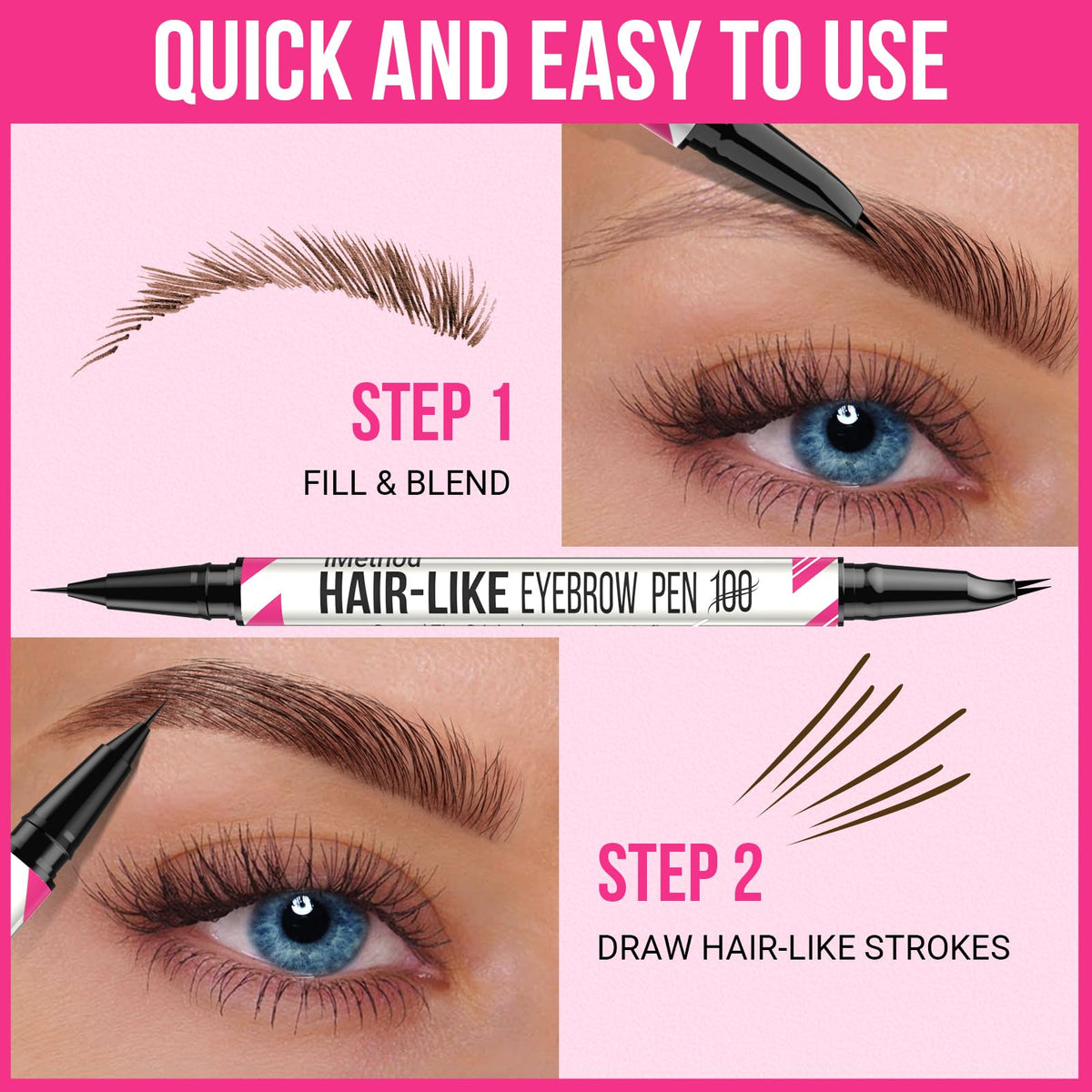 iMethod before and after brows showing fuller natural look