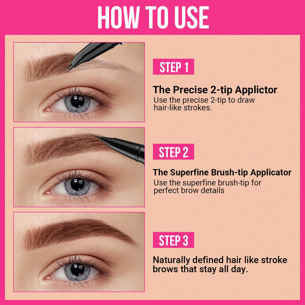 iMethod before and after eyebrow fill demonstrating fuller, natural brows