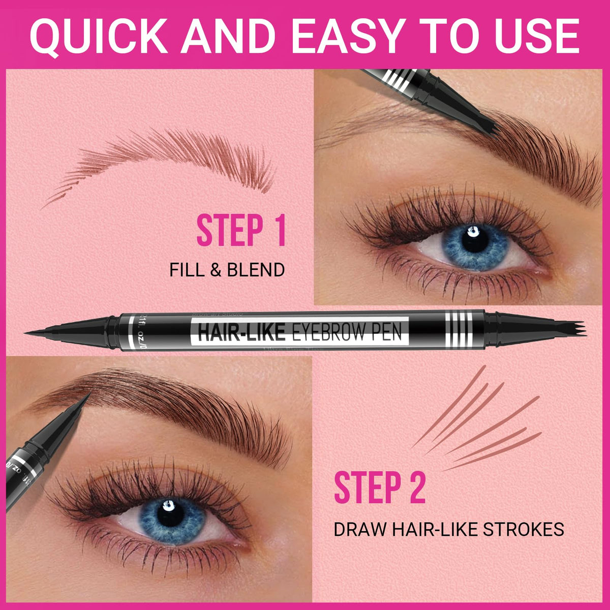 iMethod before and after eyebrow transformation for fuller brows