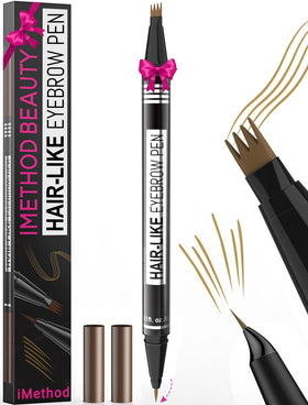 iMethod eyebrow pencil front view showing dual-ended design and compact benefit