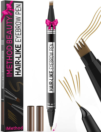 iMethod eyebrow pencil front view showing dual-ended design and compact benefit