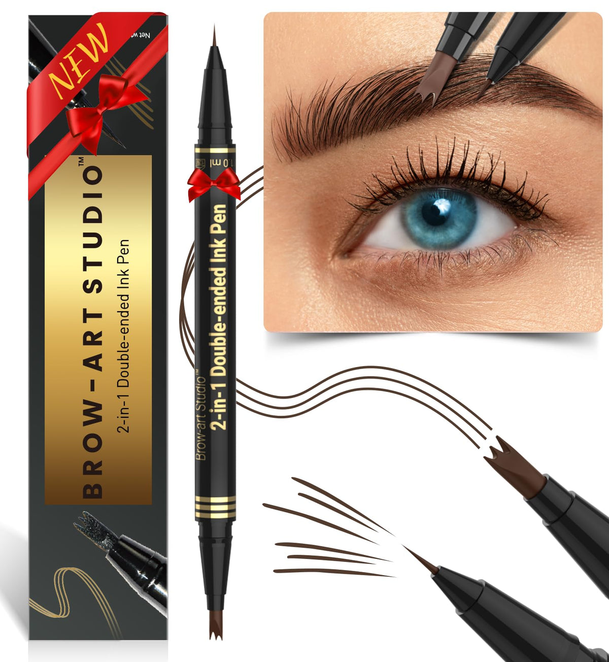 iMethod dual-ended brow pen front view shows compact design and dual tips for easy shaping