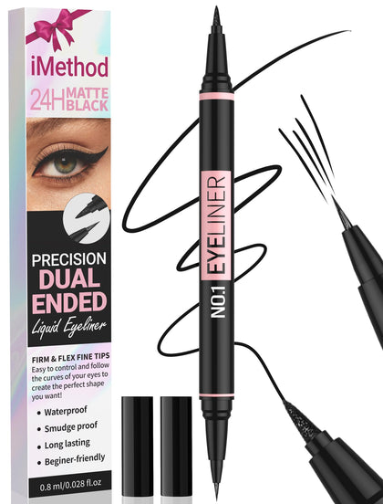 iMethod dual-ended eyeliner front view showing both applicators and compact design for versatility
