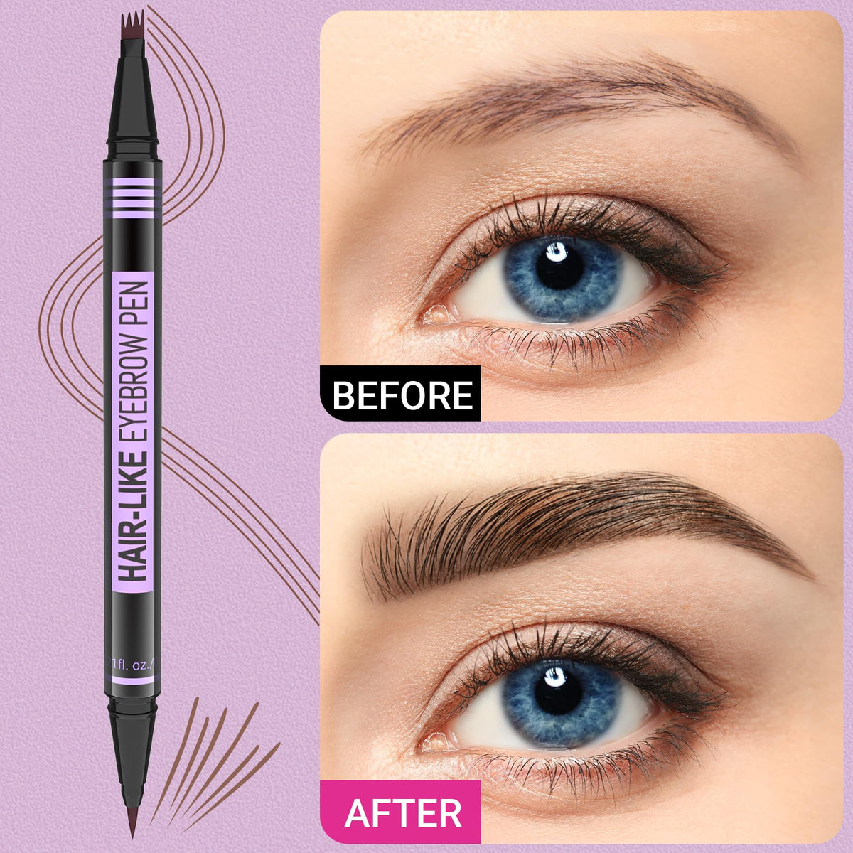 iMethod eyebrow pen dual tip close-up illustrating precision and versatility