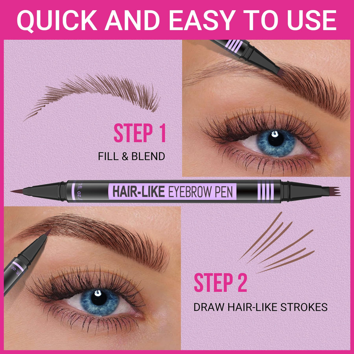 iMethod eyebrow pen applied on model brow for defined, natural look