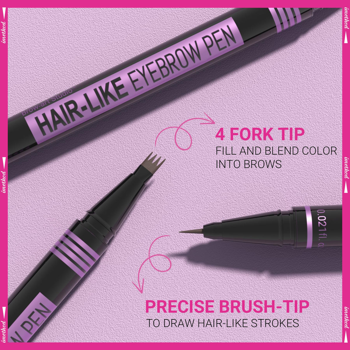 iMethod eyebrow pen brush tip stroke showing hair-like precision results