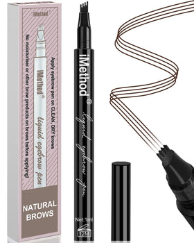 iMethod eyebrow pen front packaging showing product and shade with clear benefit