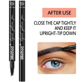 iMethod eyebrow pen next to spoolie showing true size for travel convenience