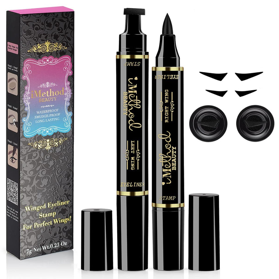 iMethod front packaging showing dual-ended stamp and liner, fast application benefit