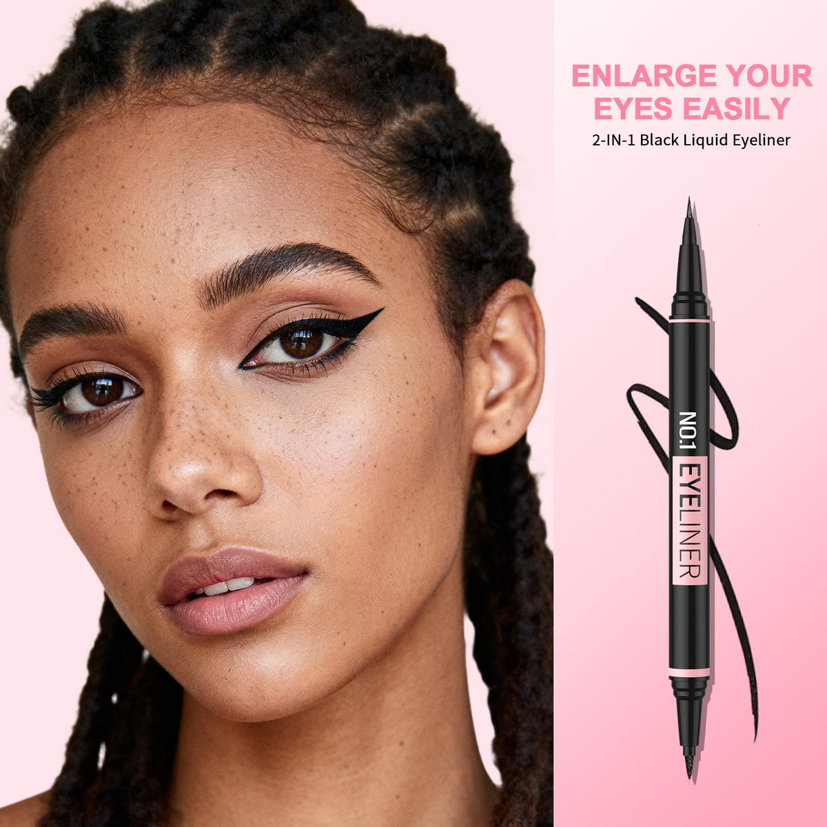 iMethod eyeliner held in hand showing size and travel-friendly convenience