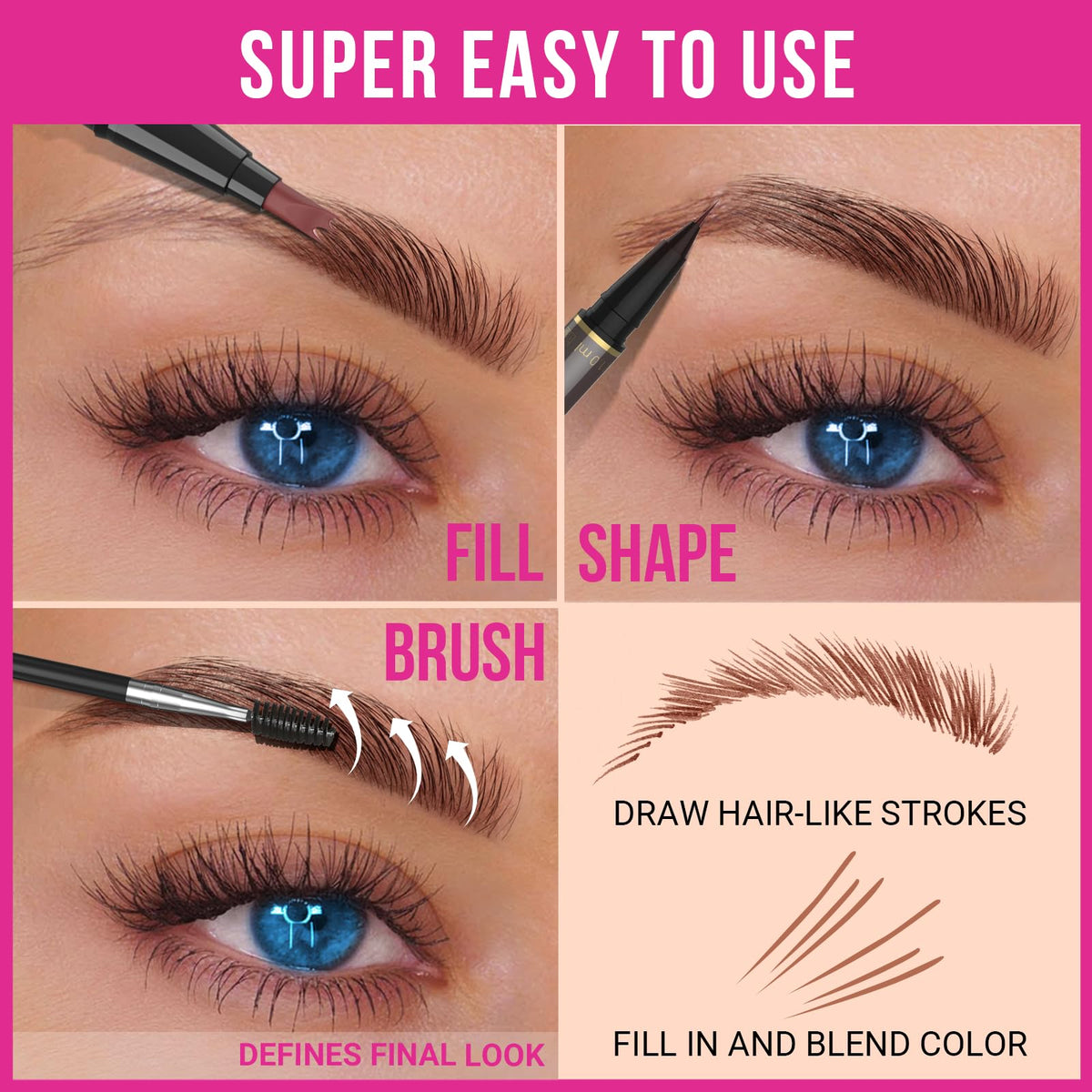 iMethod texture strokes demonstrating natural-looking eyebrow hair effect