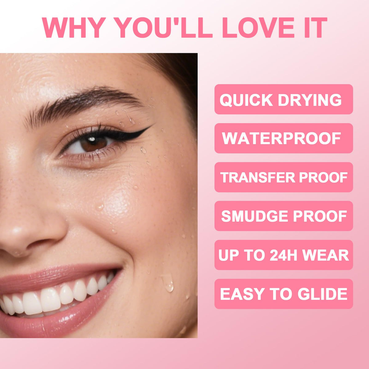 iMethod before and after winged eye demonstrating long-lasting matte finish and transformation