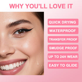 iMethod before and after winged eye demonstrating long-lasting matte finish and transformation
